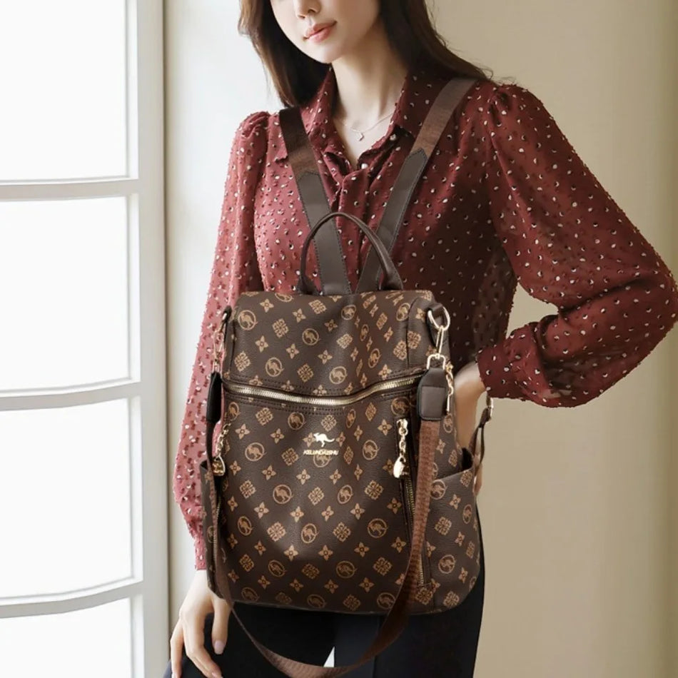 Γνήσιο Γυναικείο Μαλακό Δερμάτινο Σακίδιο Πλάτης Μάρκας, Εσωτερικές Θήκες Μεγάλης Χωρητικότητας, Ταξιδιωτικό Σακίδιο Πλάτης