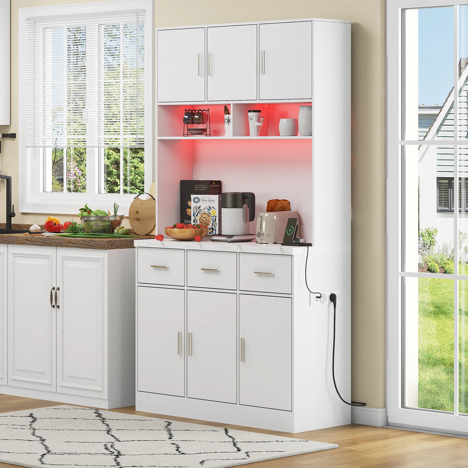 100x40x180cm Multifunktionelt Buffetbord Med LED-belysning