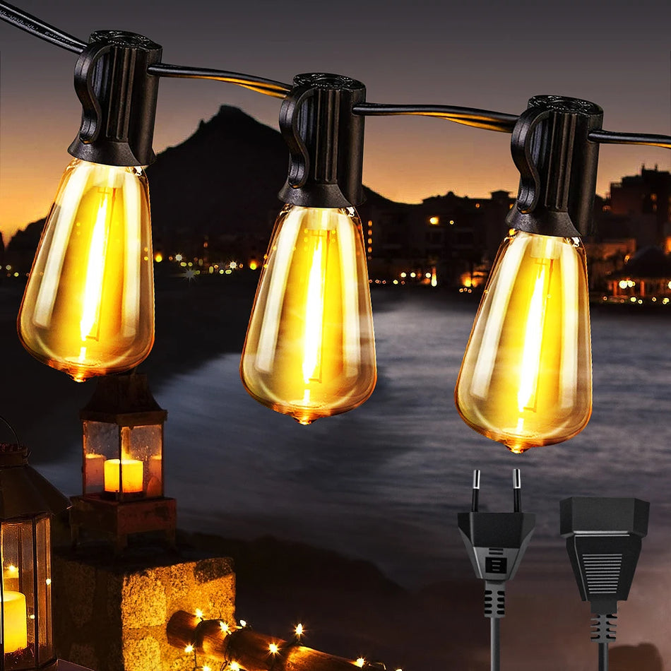 LED Fairy Lights Outdoor IP54 with Plastic Bulbs, 230V 3000K, Easy Install, Ideal for Party, Cafe, Christmas