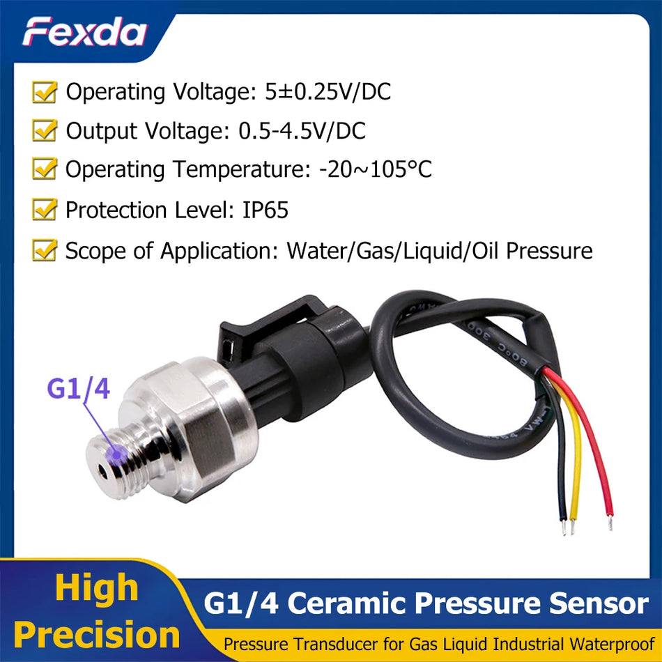 Keramikas G1/4 spiediena sensors, augstas precizitātes pārraidejs ūdenim, gāzei, eļļai
