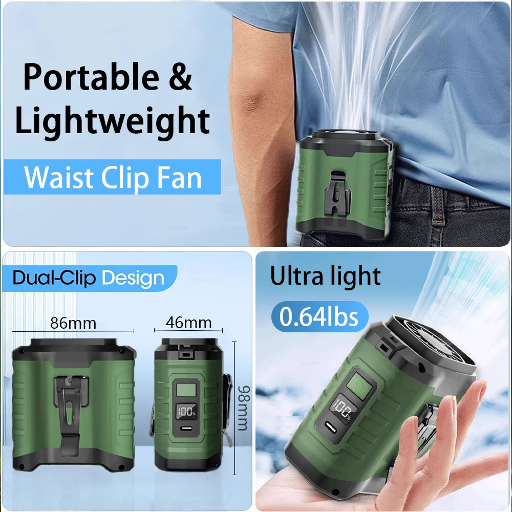 Raugee Portable Waist Clip Fan &ndash; 10000mAh Power Bank