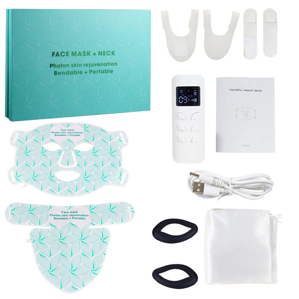 MEETCARE LED 8 Colors Face Mask &ndash; Advanced Near-Infrared Therapy for Anti-Aging and Skin Rejuvenation white set withbox