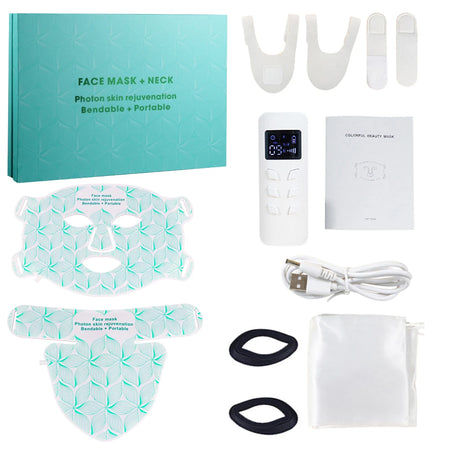 MEETCARE LED 8 Colors Face Mask &ndash; Advanced Near-Infrared Therapy for Anti-Aging and Skin Rejuvenation white set withbox