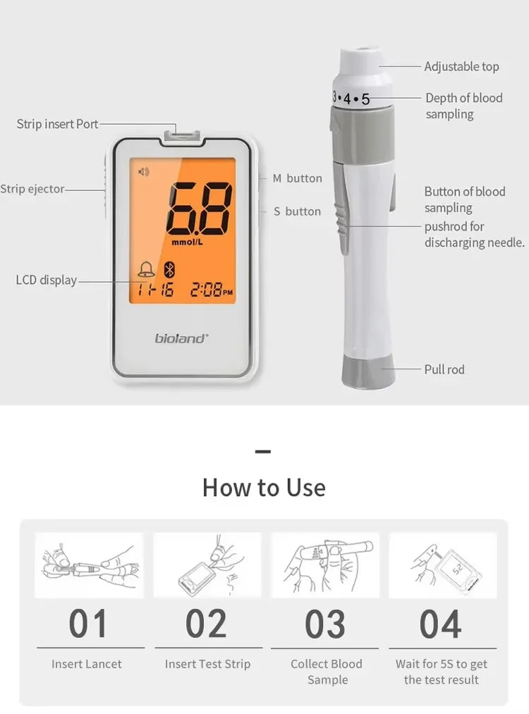 G-427B Glucometer &ndash; Bluetooth Portable Blood Sugar Monitor