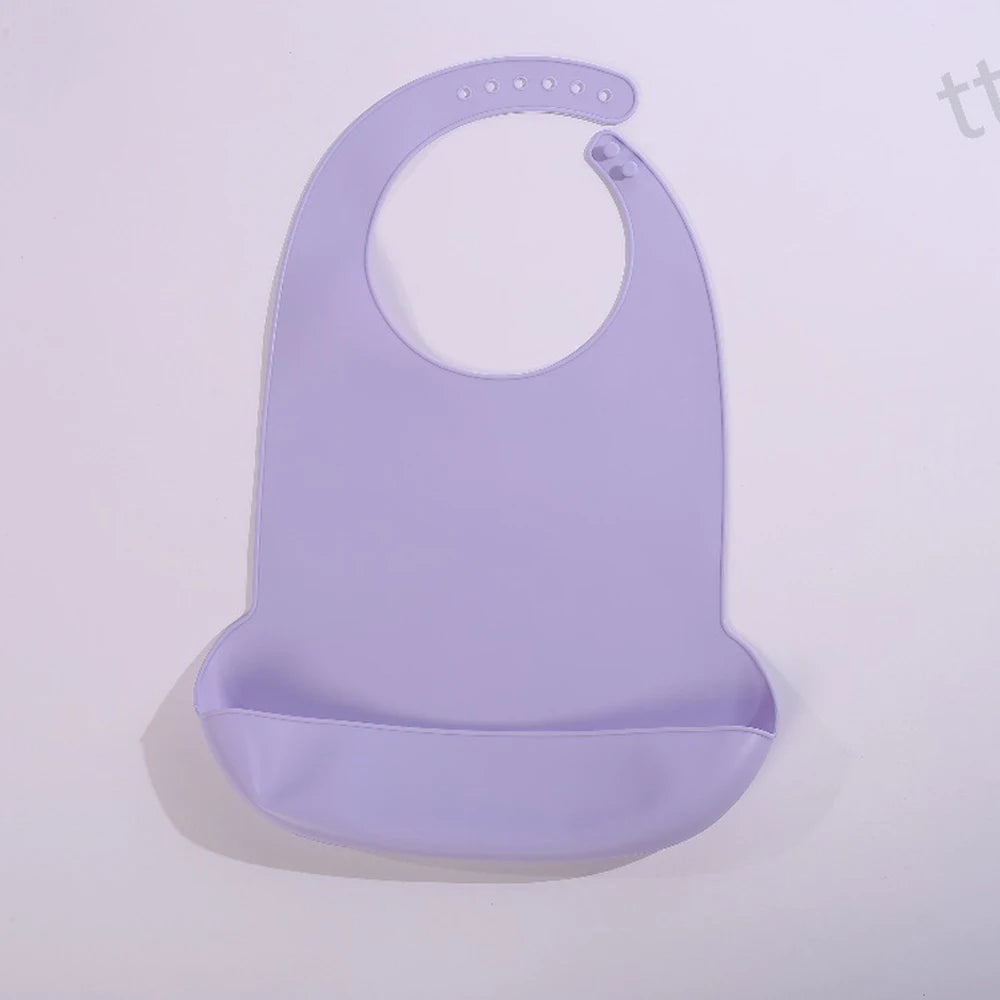 Silicone Baby Bib &ndash; Soft Material for Easy Cleaning big purple