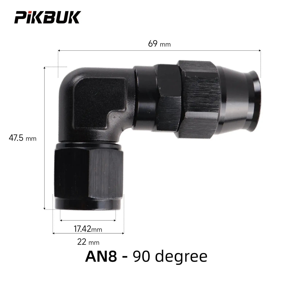 PIKBUK PTFE Oil Fuel Line Swivel Fitting 90 Degree Hose End Adaptor Assembly Kit AN4 6 8 10 Black by InterCyprus Trading Ltd