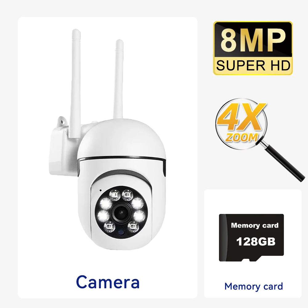 Pegata 2.4G 1080P Outdoor Wireless Camera &ndash; 4X Zoom 8MP Camera add 128G / EU Plug