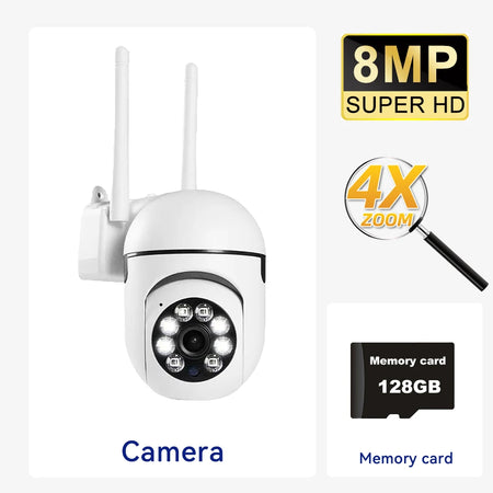 Pegata 2.4G 1080P Outdoor Wireless Camera &ndash; 4X Zoom 8MP Camera add 128G / EU Plug