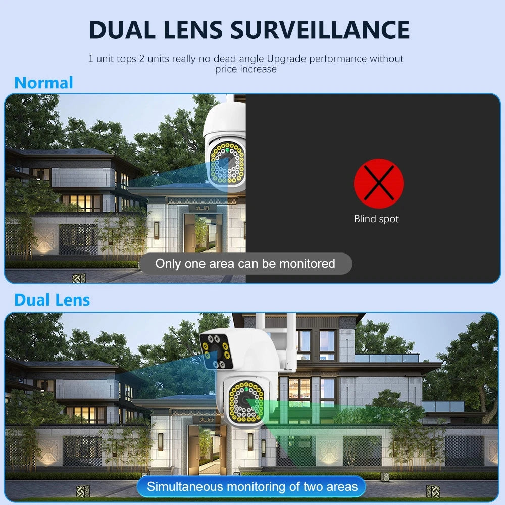 V380 Pro 2MP IP66 Dual Lens Dual Picture Outdoor Wifi IP Camera No Dead ...