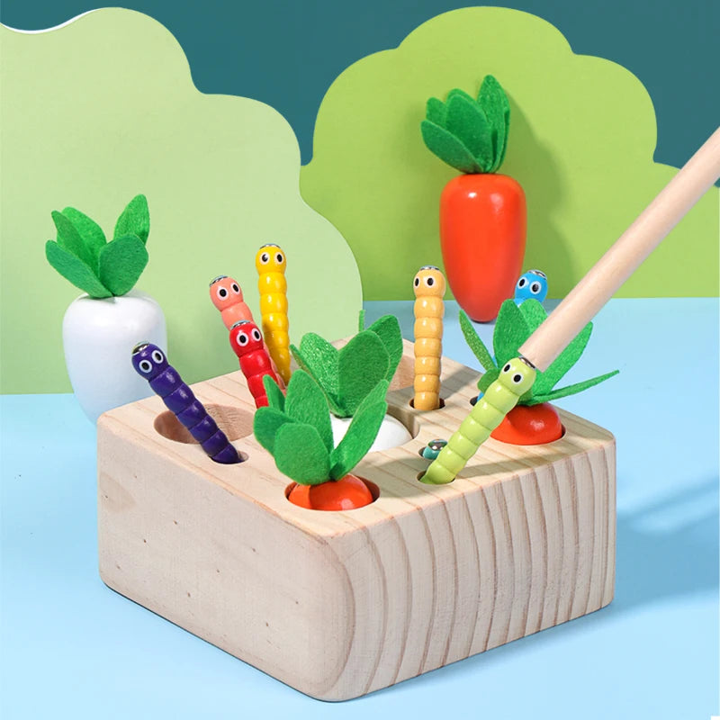 Kids Wooden Pulling Carrot Worm Puzzle Toy &ndash; Educational NB300C1