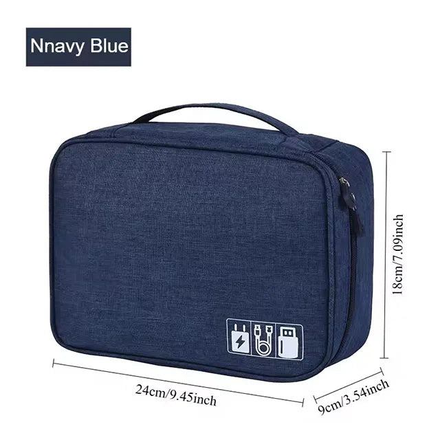 Waterproof USB Cable Organizer &ndash; Travel Ready Slim Design B navy