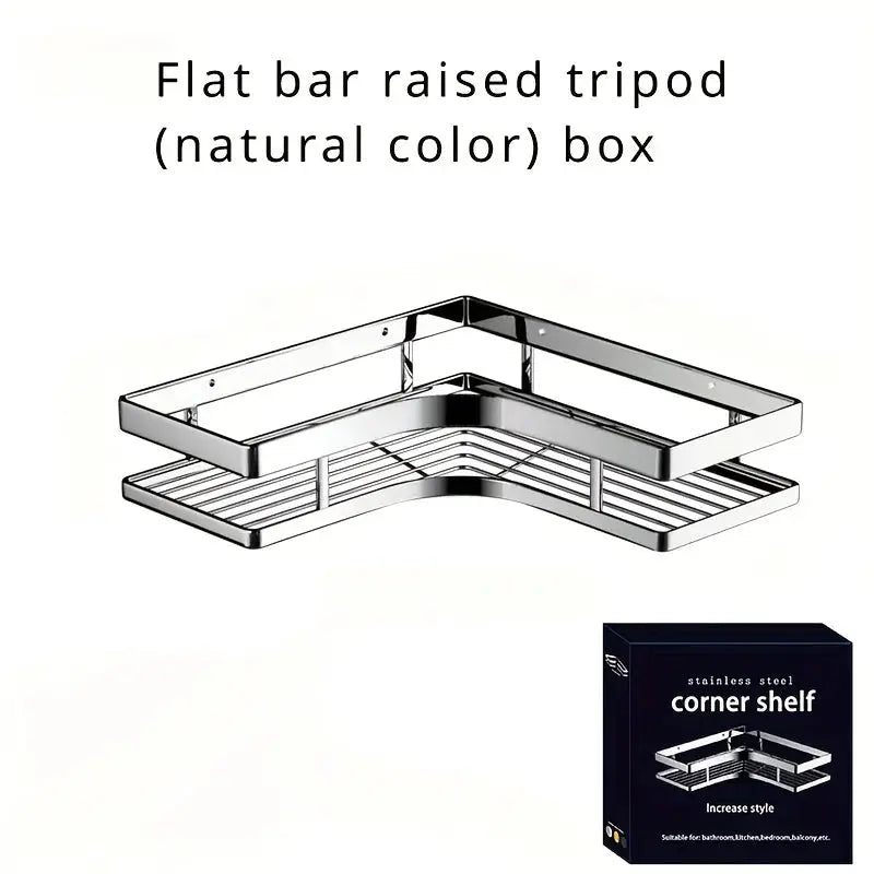 Stainless Steel Triangular Holder Shelf Wall Mounted Adhesive Shampoo Shower Storage Rack Kitchen Bathroom Organizer by InterCyprus Trading Ltd