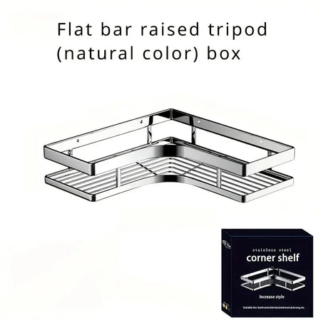 Stainless Steel Triangular Holder Shelf Wall Mounted Adhesive Shampoo Shower Storage Rack Kitchen Bathroom Organizer by InterCyprus Trading Ltd