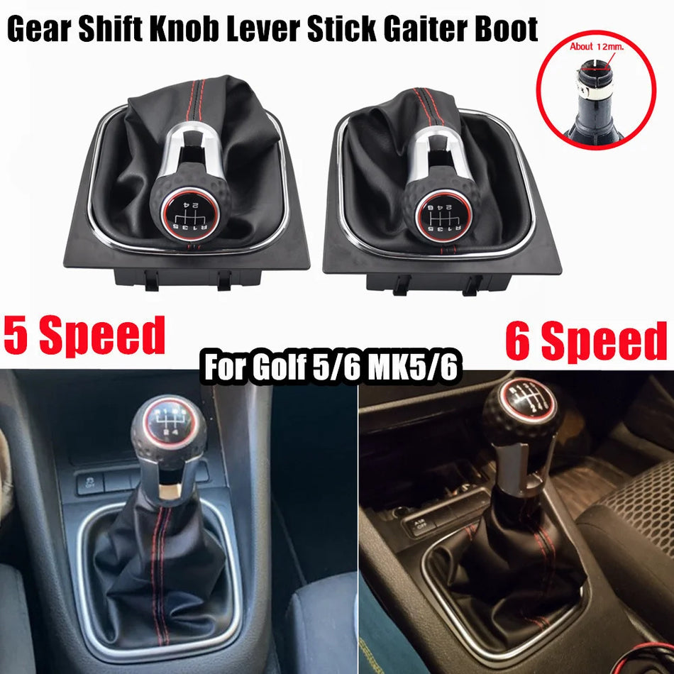 Perilla de Cambio de Marchas con Cuero PU para VW Golf Rabbit Jetta MK5 MK6