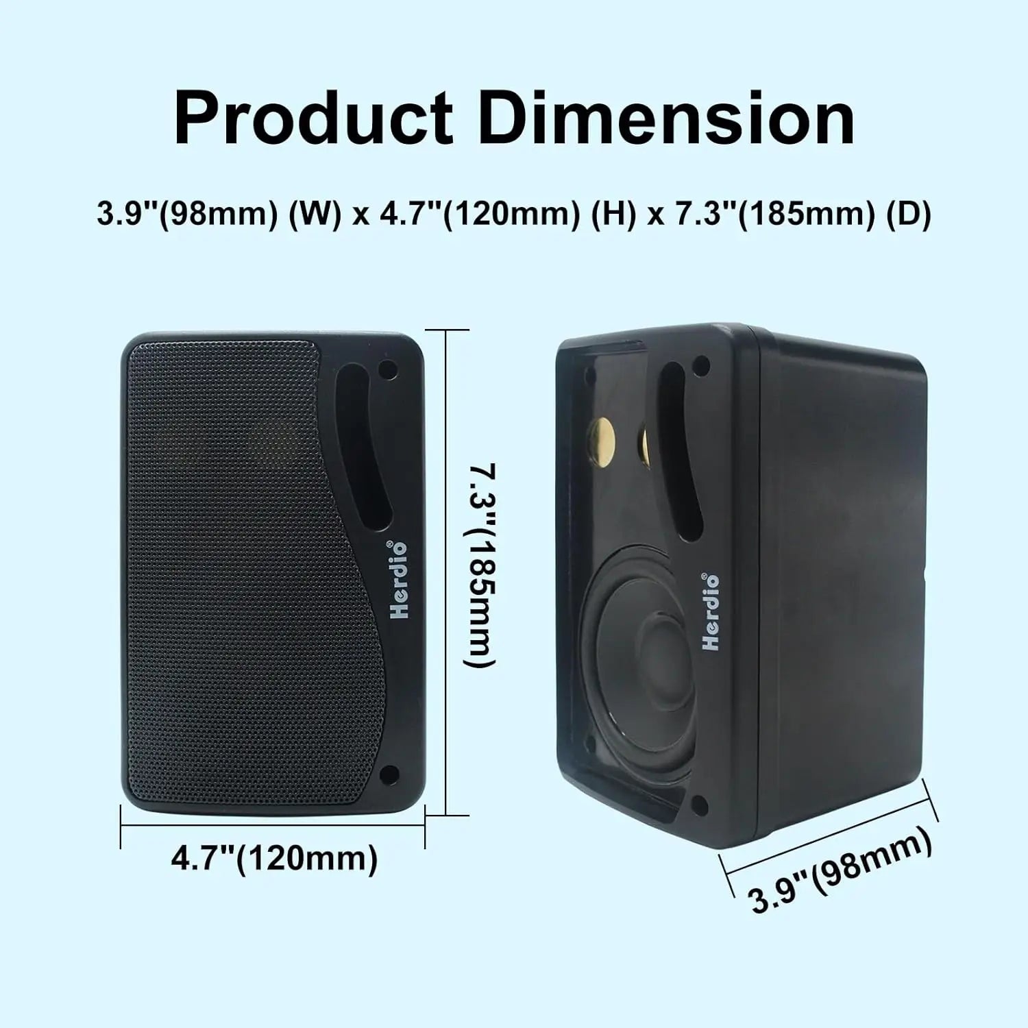 Herdio 3.5'' Waterproof Outdoor Speakers - 200W 3-Way Wired Wall Mount, Patio &amp; Marine Sound System