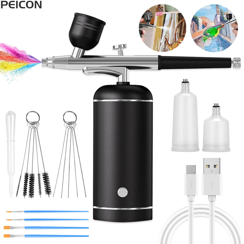 Wireless Airbrush Kit with Mini Spray Gun and Compressor for Modeling