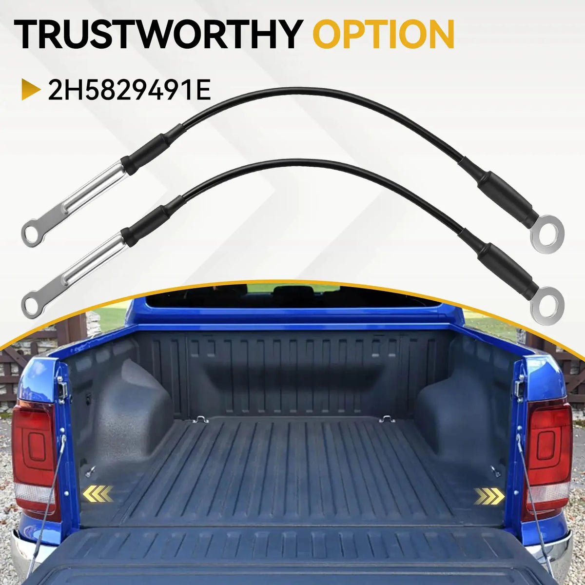 2Pcs Rear Door Tailgate Cable Rope 2H5829491E Compatible With Volkswagen Amarok 2010-2020 Pickup Trunk Support Straps Tie Cable by InterCyprus Trading Ltd