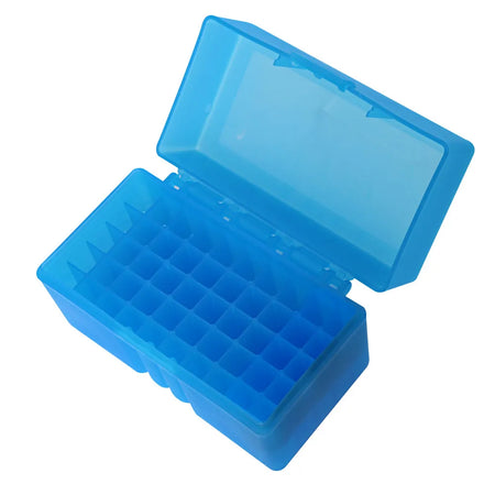L1QPJ0502 50-Round Flip-Top Rifle Ammo Box &ndash; Easy Access Blue