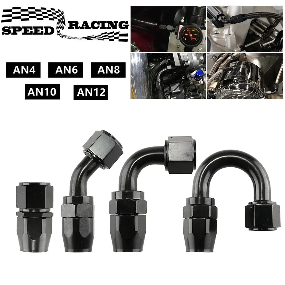 1 Piece AN4/6/810/12 Straight 0°/45°/90°/180° Degree Aluminum Swivel Hose End Fitting Adapter Oil Fuel Line NPT PLUG Black by InterCyprus Trading Ltd