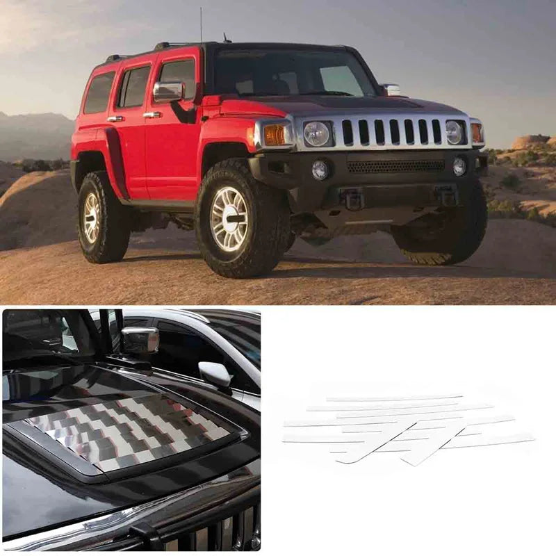 Hummer H3 Friso do Capot Aço Inoxidável Prateado Conjunto de 9 Peças