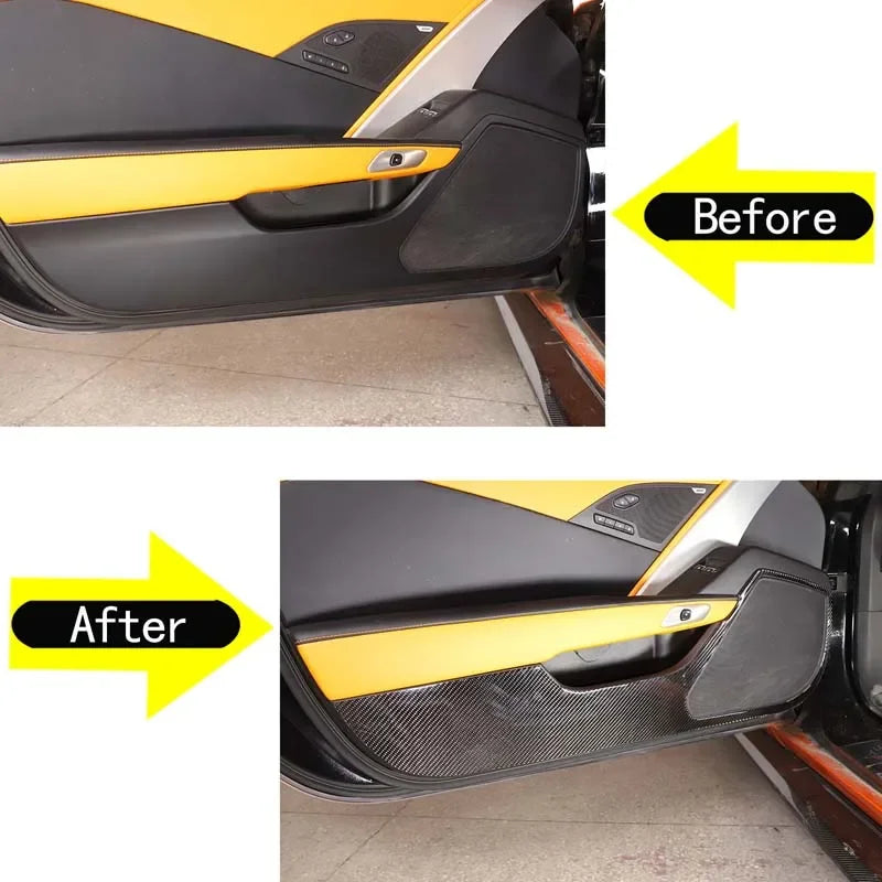 Punainen hiilikuituinen anti-kick-ovipaneelin kansi Corvette C7:lle