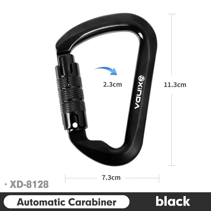 Xinda Outdoor Carabiner For Rock Climbing &ndash; 30kN Load Auto Black