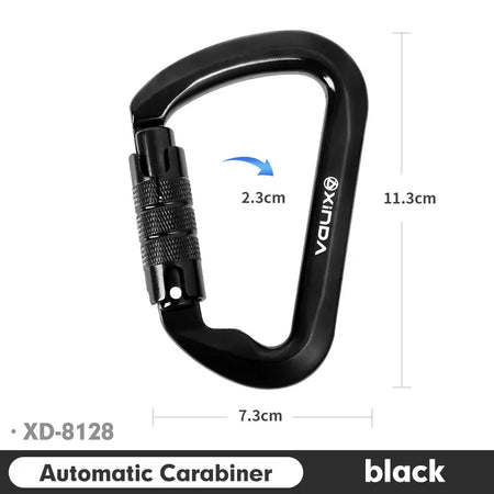 Xinda Outdoor Carabiner For Rock Climbing &ndash; 30kN Load Auto Black
