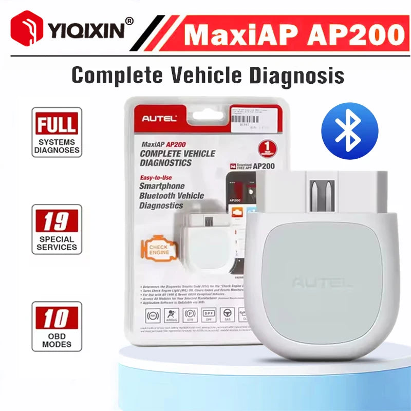 Автел МаксиАП AP200 Bluetooth OBD2 Четец на кодове, Пълна система за диагностика