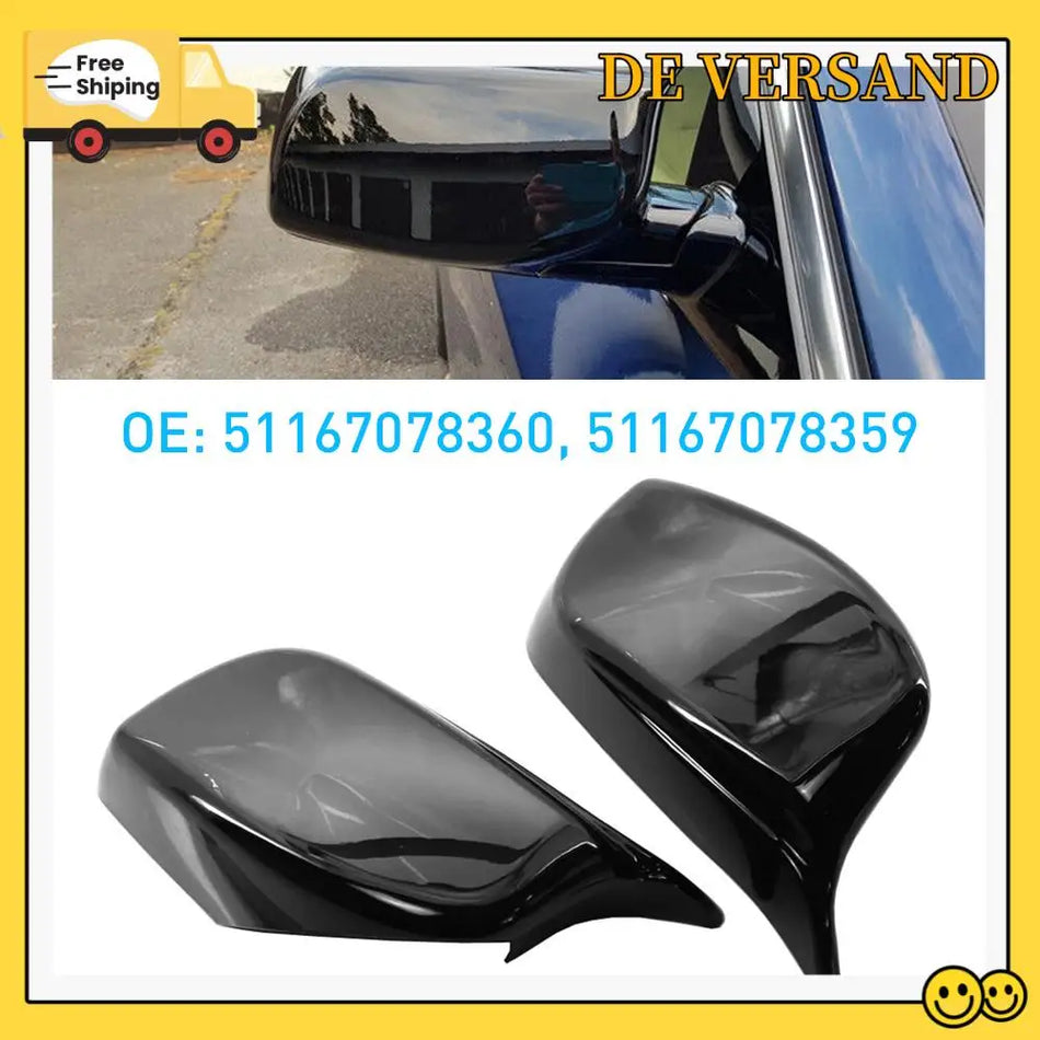 Rückspiegelabdeckkappen für BMW E60 2004-2007 5er Reihe glänzend schwarz 2-teilig direkt passend