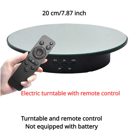 360-Degree Photography Turntable with Remote Control &amp; Motorized Display Stand 20cm Black