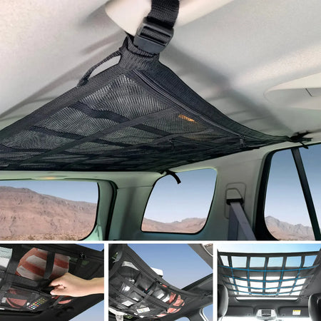 Car Roof Cargo Net Mesh Organizer - Anti Sagging Design