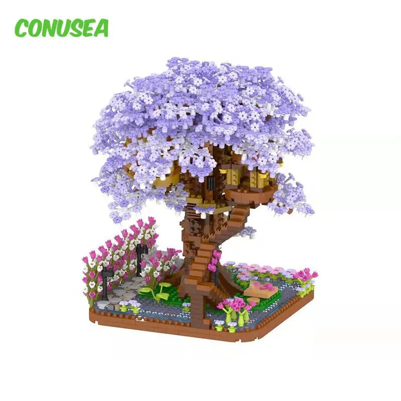 Building Blocks Mini Sakura Tree Set &ndash; Romantic Cherry Blossom Treehouse Model