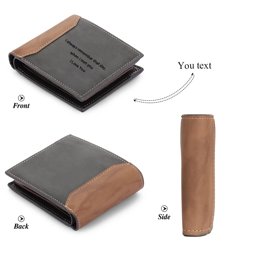 Custom Name Bifold Wallet for Men &ndash; Perfect Gift for Father's Day, Anniversary, or Birthday Front Text