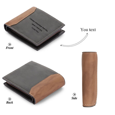 Custom Name Bifold Wallet for Men &ndash; Perfect Gift for Father's Day, Anniversary, or Birthday Front Text
