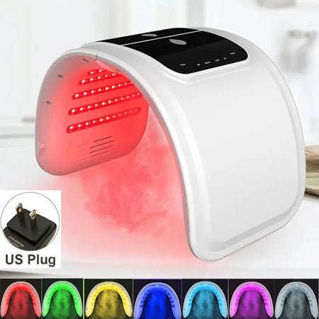 Vilnason LED Face Mask PDT 7 Colors &ndash; Skin Rejuvenation US Plug with Spray