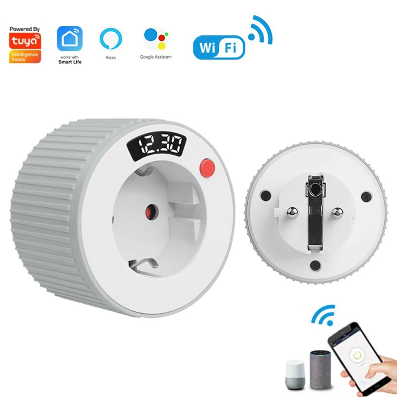 Pametna vtičnica WiFi EU 16A 3680W Rotacijska z odštevalnim LCD zaslonom Alexa Google Home