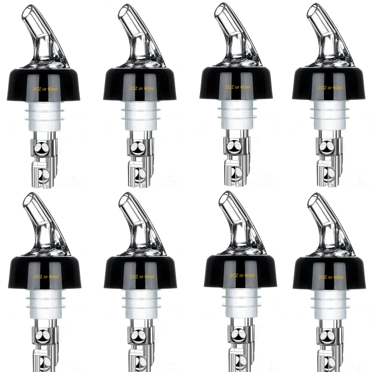 Automatic Measure Liquor Pourers &ndash; Durable Virgin Plastic 8PCS 60ml