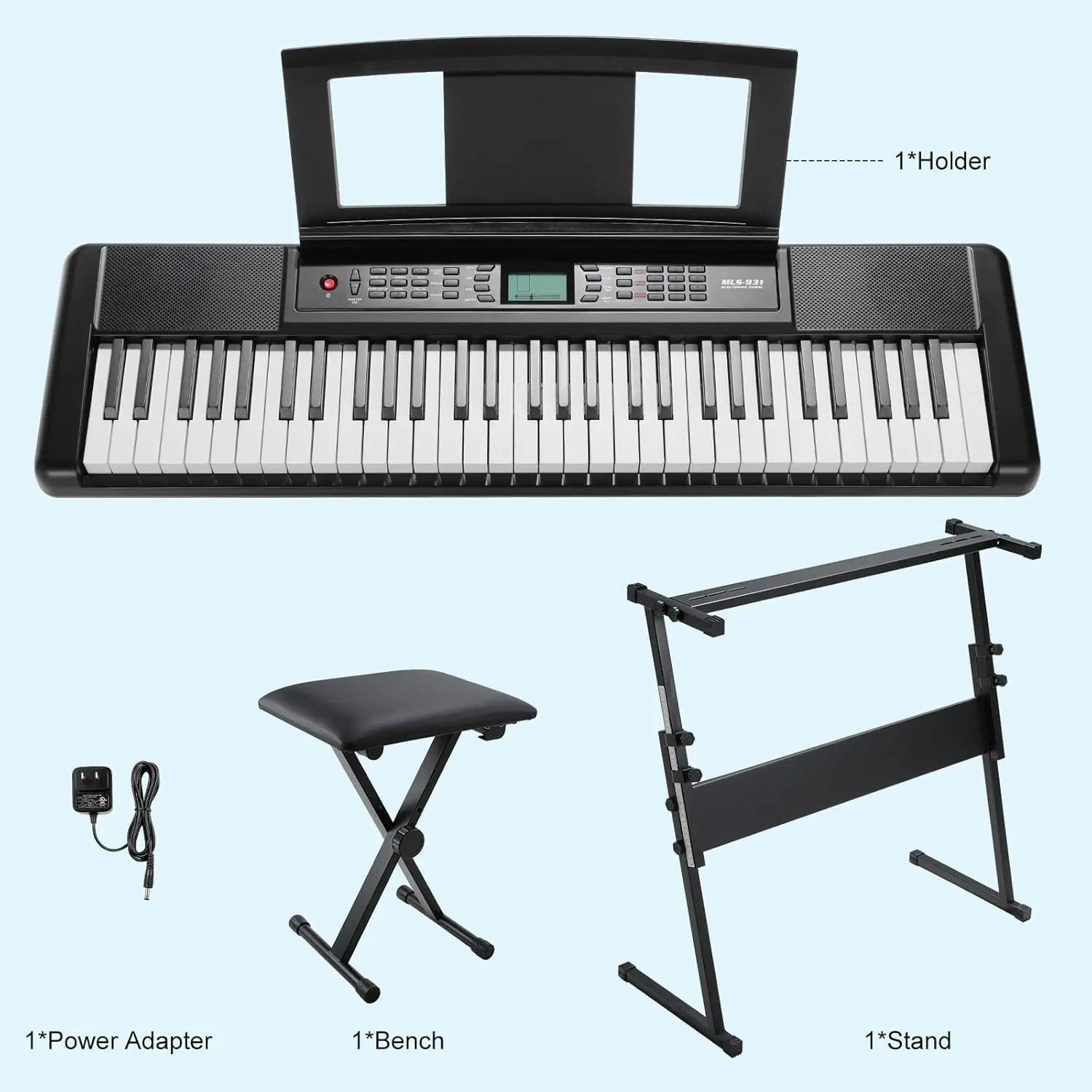 Keyboard Piano Digital Piano 61 Keys, Piano Stand, Stool, Music Rest ...
