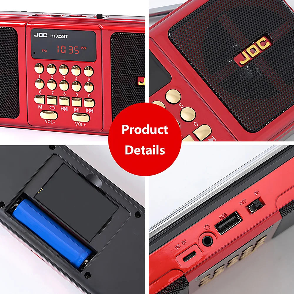 Portable Wireless FM Radio Speaker with Bluetooth and Rechargeable Battery