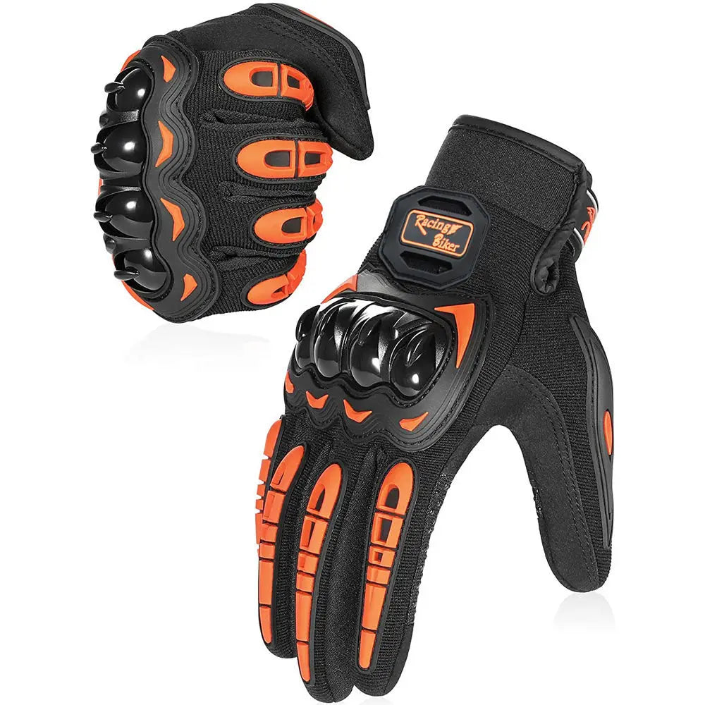 Waterproof Full Finger Motorcycle Gloves with Touchscreen and Joint Protection Orange / M