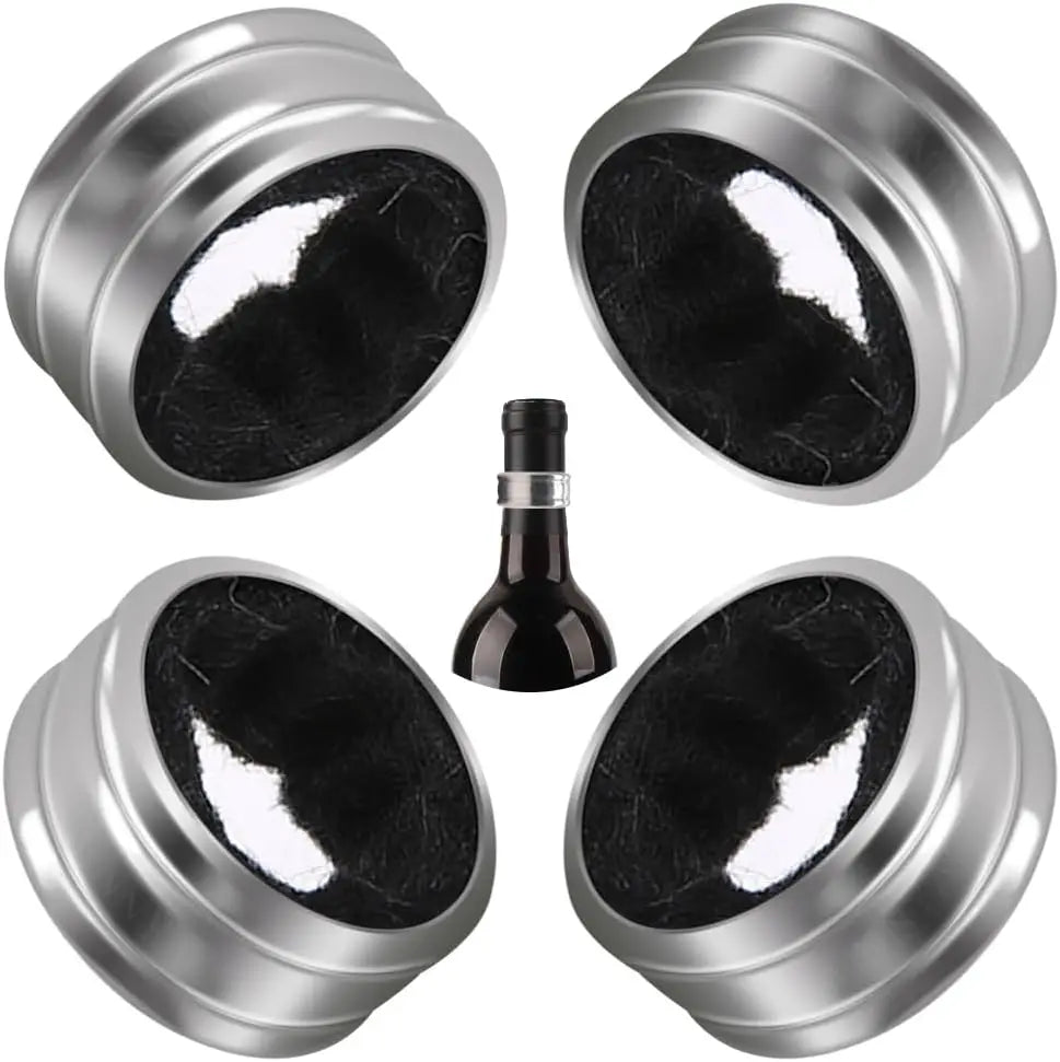 Stainless Steel Wine Bottle Collars &ndash; Velvet Drip Ring 4PCS Black