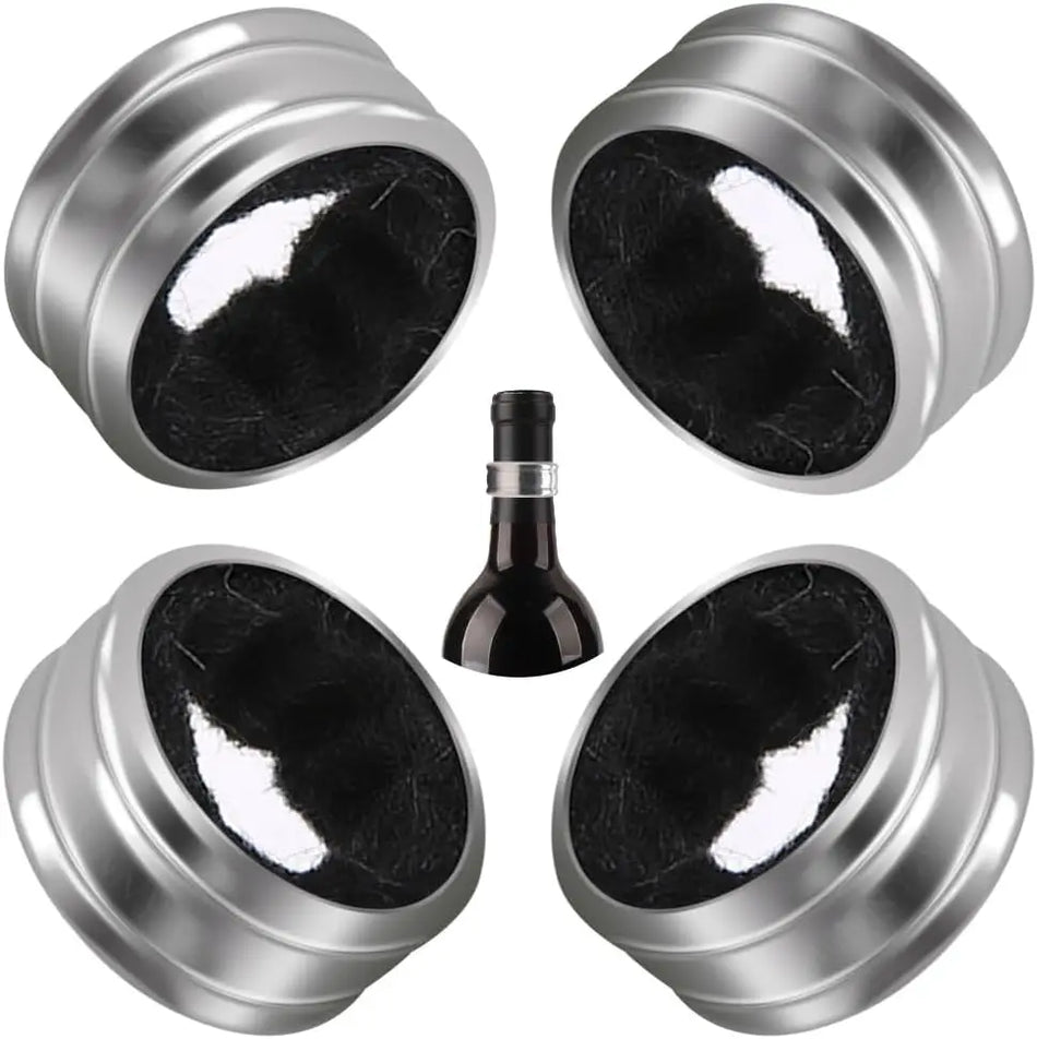 Stainless Steel Wine Bottle Collars &ndash; Velvet Drip Ring 4PCS Black