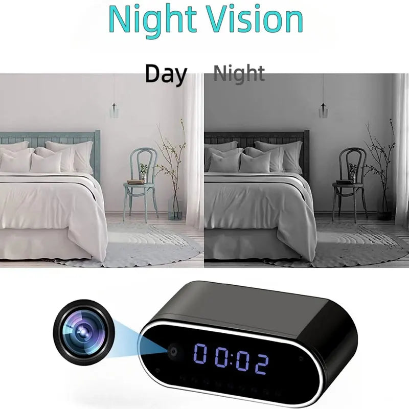 4K Ultra HD Smart Alarm Clock Camera &ndash; Night Vision Motion Detection