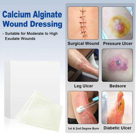 10Pcs 4x4 Calcium Alginate Wound Dressing &ndash; High Absorbency