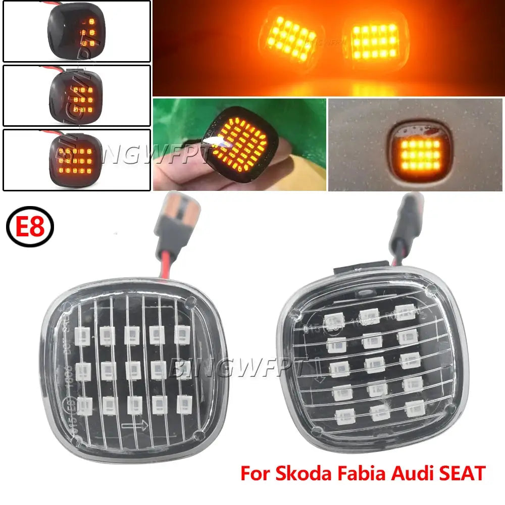 2X Dynamic Led Turn Signals Side Marker Light Lamp For Skoda Fabia Octavia Mk1 Mk2 Roomster Rapid NH3 For Audi A3 8L A4 8D A8 by InterCyprus Trading Ltd