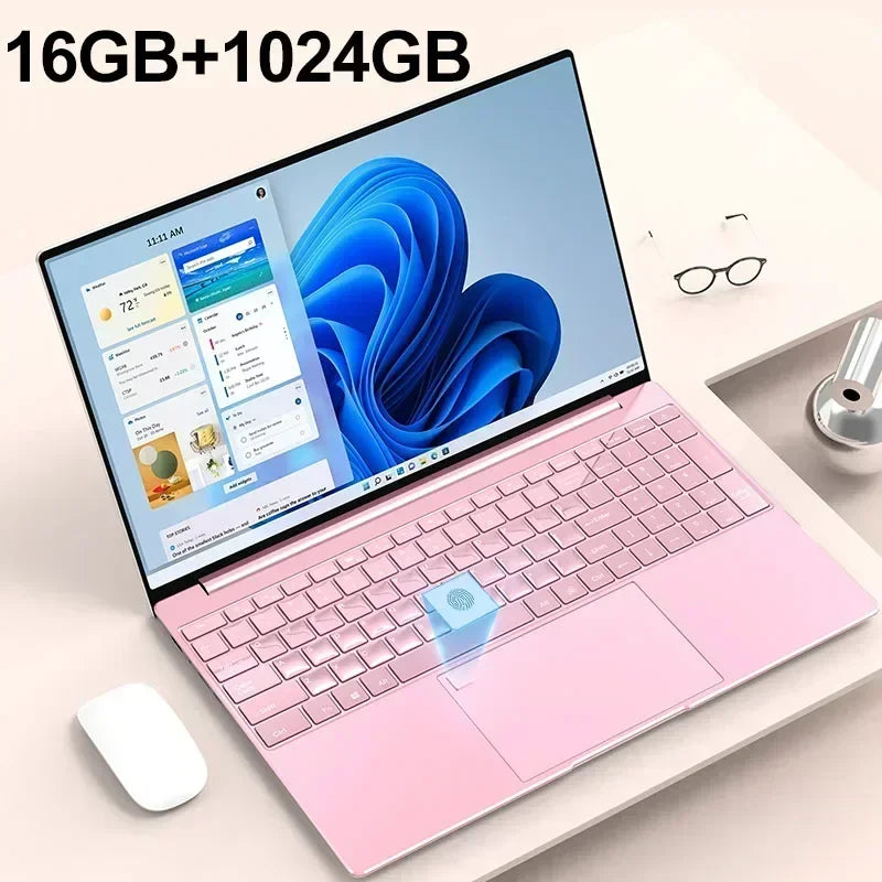 Portable Laptop 15.6 Inch &ndash; High Performance with 32GB RAM and 2TB SSD Pink 16GB 1024GB / Intel Celeron N5095