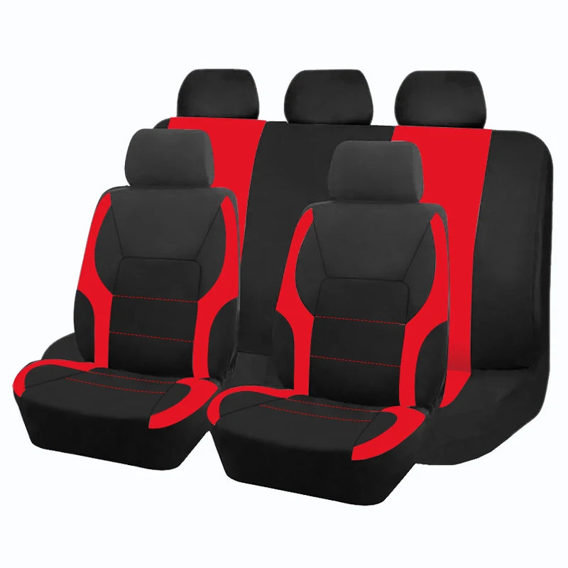 Sporty Universal Polyester Car Seat Covers for All Vehicles Red 5 seat