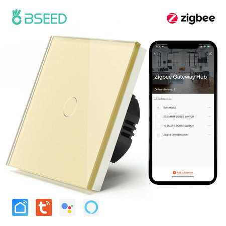 BSEED Zigbee 1 2 3 Gang 1 Way Smart Switch &ndash; Google Home Gold 1 Gang / CHINA / EU standard