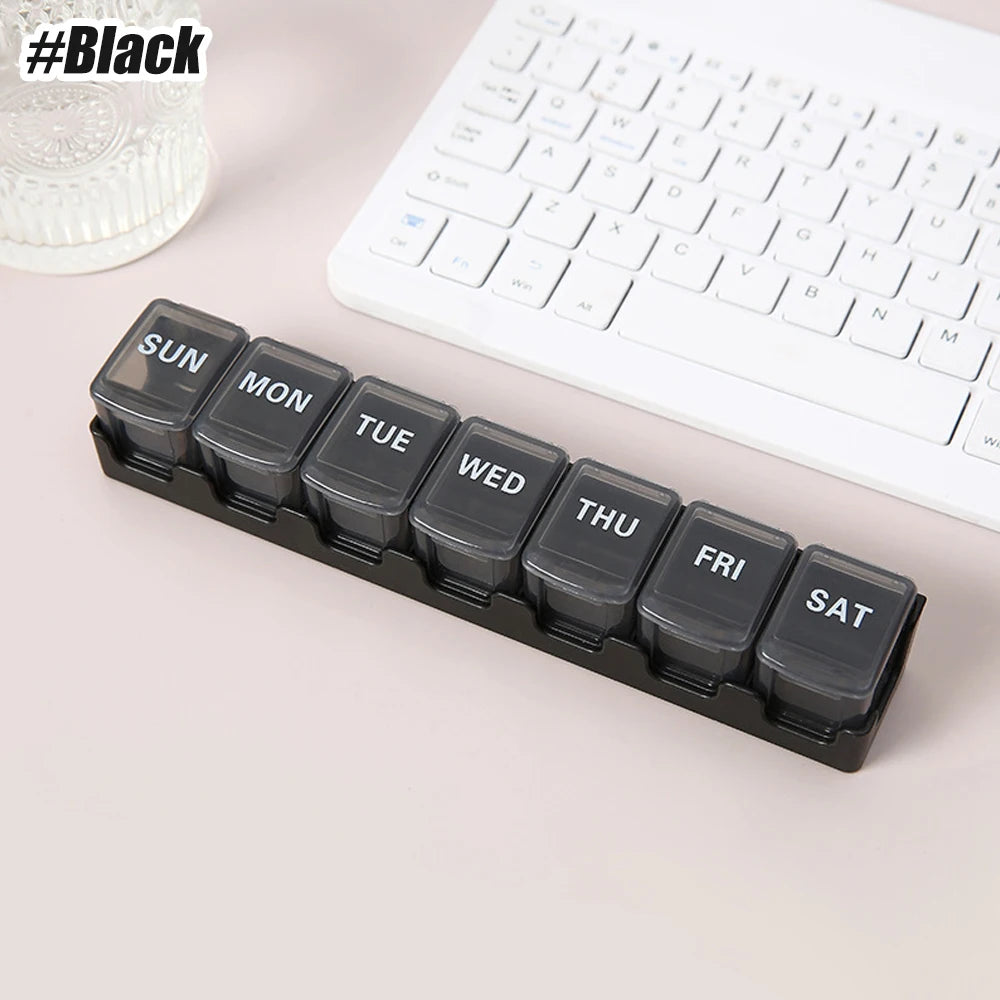 YQQGD 7 Day Pill Organizer &ndash; BPA Free and Travel Friendly Black