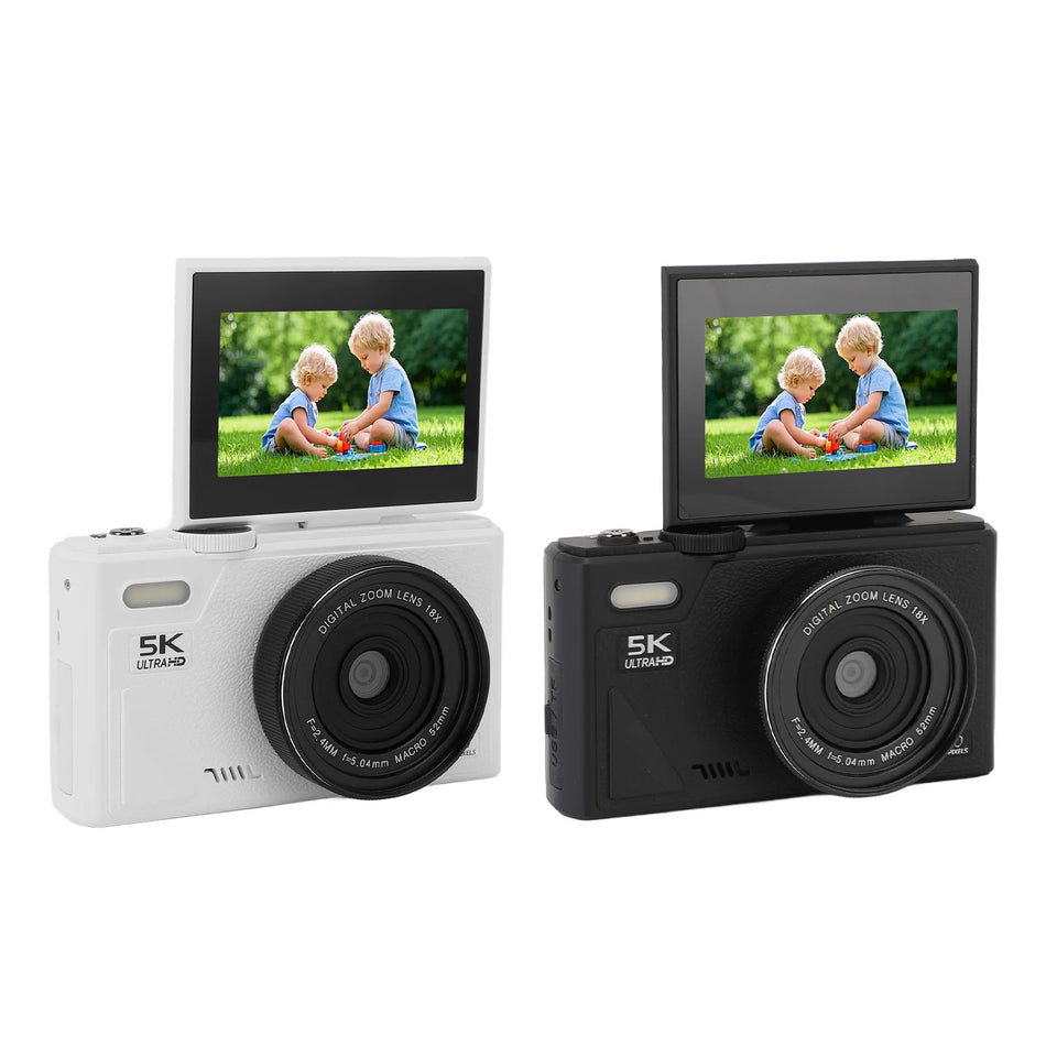 Câmera Mirrorless Retro 5K 75MP 18X Zoom com Estabilização